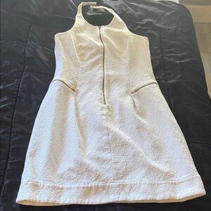 Calvin Klein Ivory Textured Backless Dress